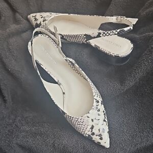 Vince Camuto Black and Cream Patterned Slingback Flats